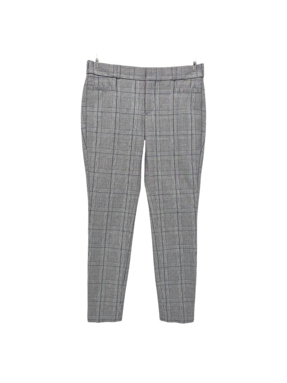 NEW Banana Republic Womens 0 Pants Sloan Plaid Black White Ankle Slim Leg Dress